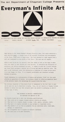 Item #10 Everyman's Infinite Art; An Exhibition to Be Held During the Christmas Recess...