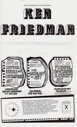 Item #1066 Ken Friedman: 3 Events in Portland, OR [poster]. Ken Friedman
