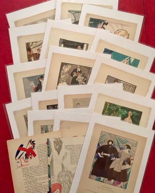 A Collection of 18 La Gazette du Bon Ton Pochoir Prints. Paul Poiret, Eugene Rodier, Bonfils.