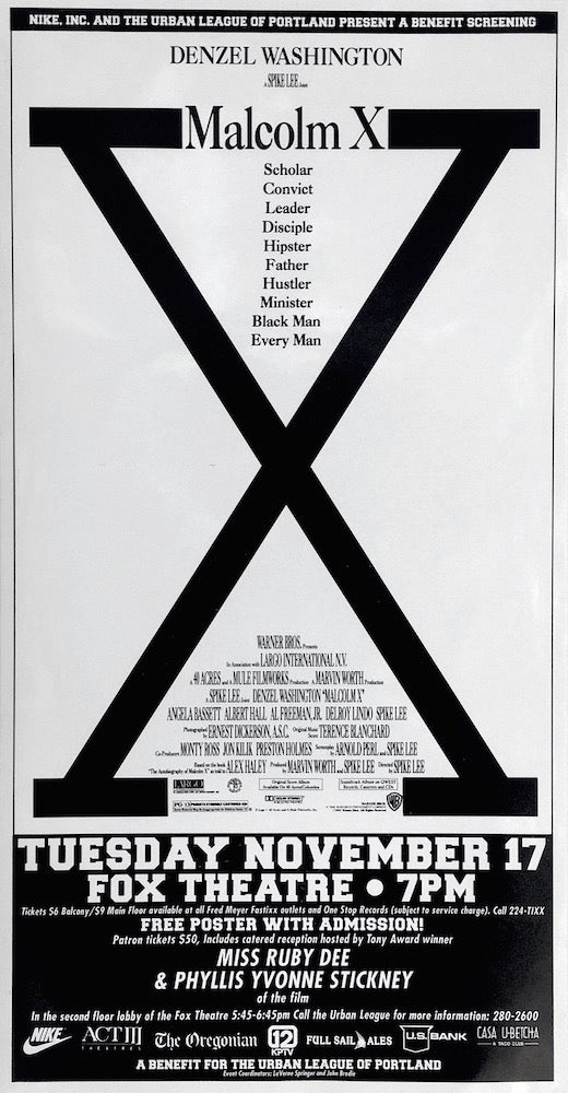 Item #1262 Malcolm X Portland Film Premiere Poster (1992). Spike Lee.