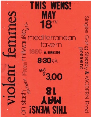 Item #1300 Violent Femmes Concert Flyer (1983); First Portland Appearance; Birth of Club Satyricon