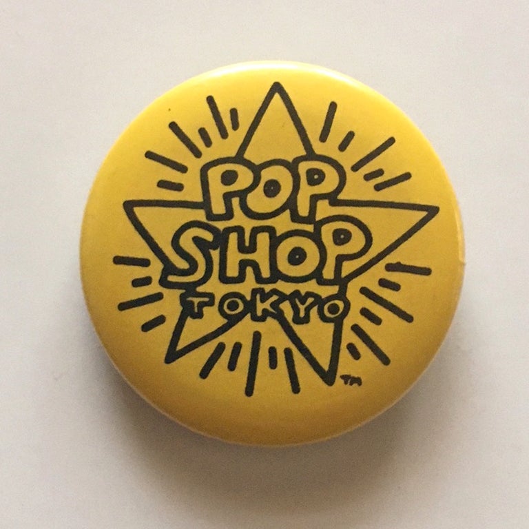 Item #1369 Pop Shop Tokyo Button (Yellow, 1986). Keith Haring.