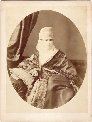 Albumen Photographic Print: Veiled Turkish Woman (Egypt, Circa 1880. Pascal Sébah.