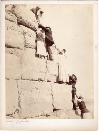 Item #1382 Albumen Photographic Print: Ascent of Pyramids (Egypt, Circa 1880). Pascal Sébah