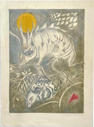 Item #1400 Original Signed Etching: Untitled (Boar, 1975). Michael Bowen