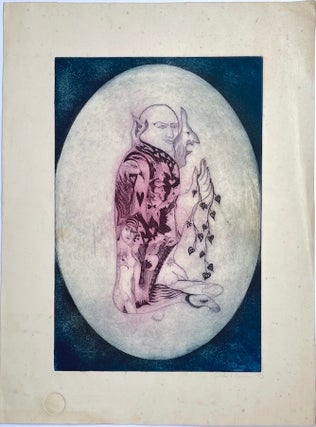 Item #1401 Original Signed Etching: Untitled (Figure in Oval, 1973). Michael Bowen