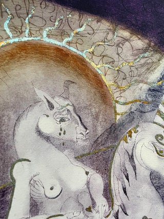 Original Signed Etching: Untitled (Unicorn and Sun, 1975)