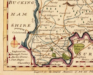 Map of Middesex Including London, UK (1757)