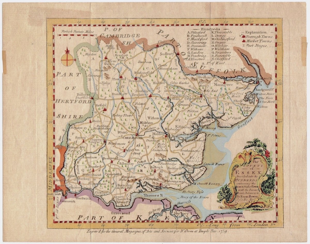 Monograph Bookwerks | Map of The County of Essex, UK 1759 Monograph Bookwerks | Map of The County of Essex, UK 1759