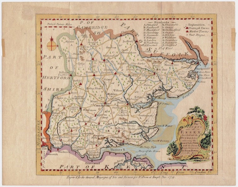 Item #1467 Map of The County of Essex, UK (1759). Emanuel Bowen.
