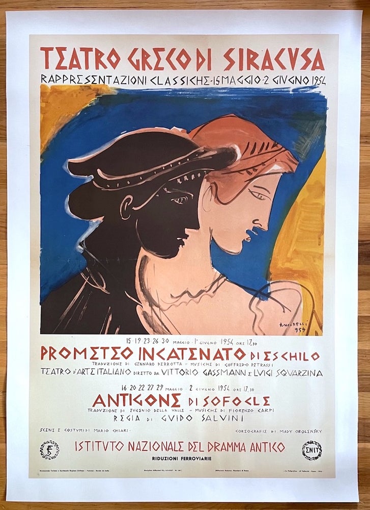 Item #1477 Teatro Greco di Siracusa Poster (1954). Alfonso Amorelli.