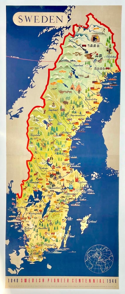 Item #1478 Swedish Centennial Pictorial Map (1948). O. Laurelius.