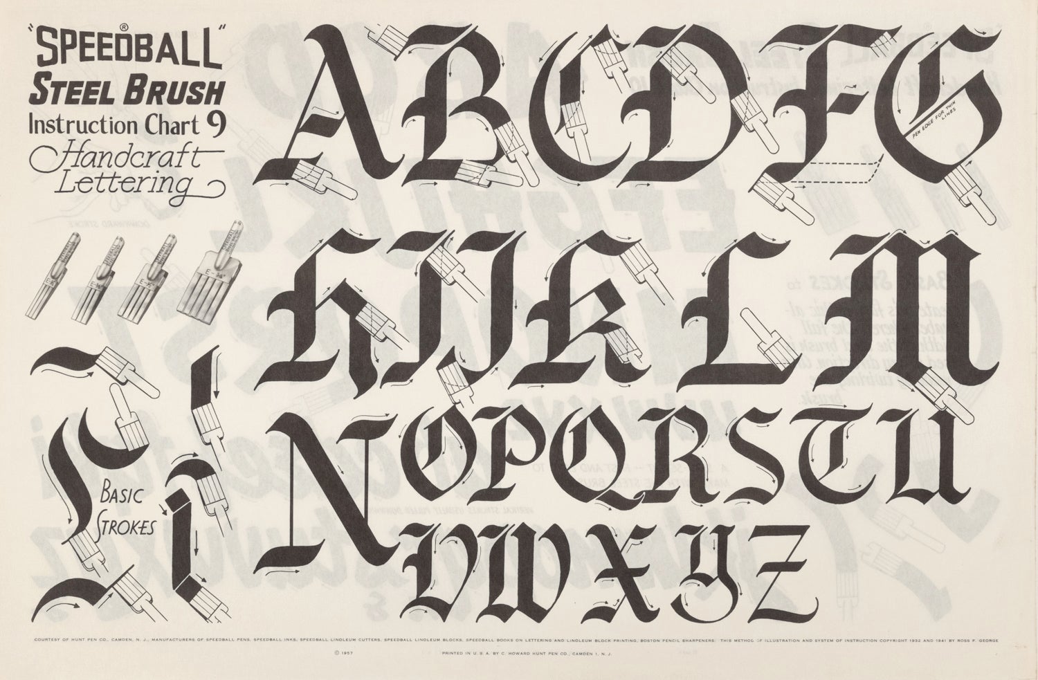 Monograph Bookwerks | Set of 10 Speedball Lettering Charts 1941 & 1957 ...