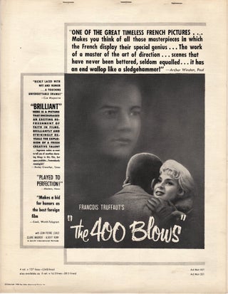 The 400 Blows: Original American Press Kit & Ad Mats (1959. Francois Truffaut.