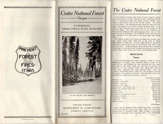 Crater Lake National Forest Map (1925); It's Resources: Timber, Forage, Water, Recreation