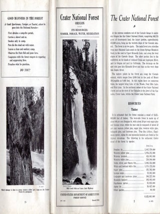 Crater Lake National Forest Map (1930); It's Resources: Timber, Forage, Water, Recreation