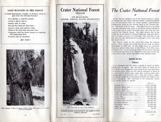Crater Lake National Forest Map (1930); It's Resources: Timber, Forage, Water, Recreation