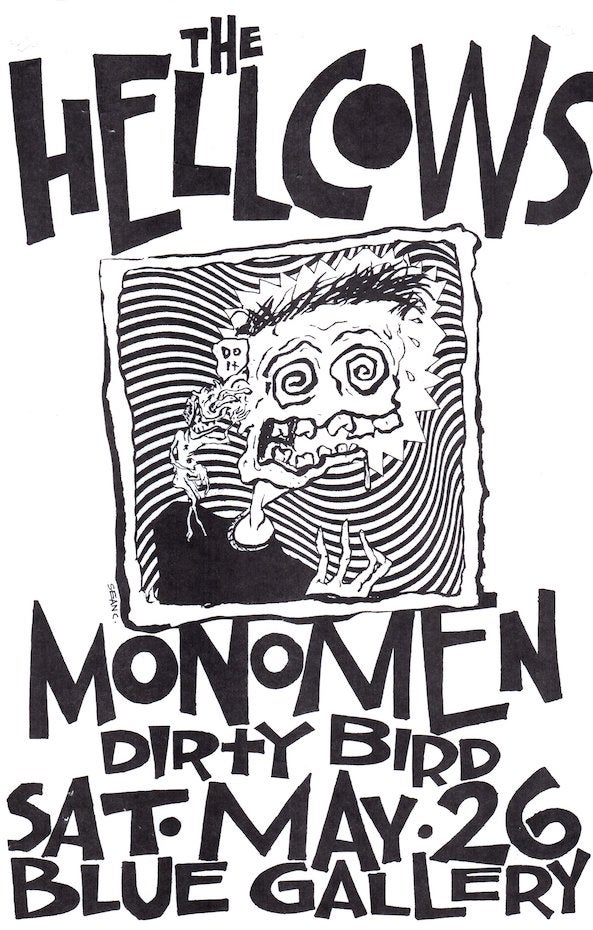 Item #1527 The Hellcows, Monomen and Dirty Bird at Blue Gallery (1990). Mike King, Sean Croghan.