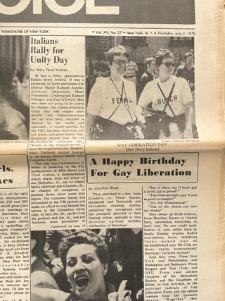 Stonewall Inn Uprising and First Gay Pride March: Six Issues of Village Voice Reporting (1969-1970)