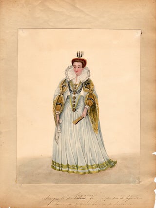 Original Costume Drawing [after Louis Marie-Lant&eacute;], Circa 1850: Marguerite of Lorriane
