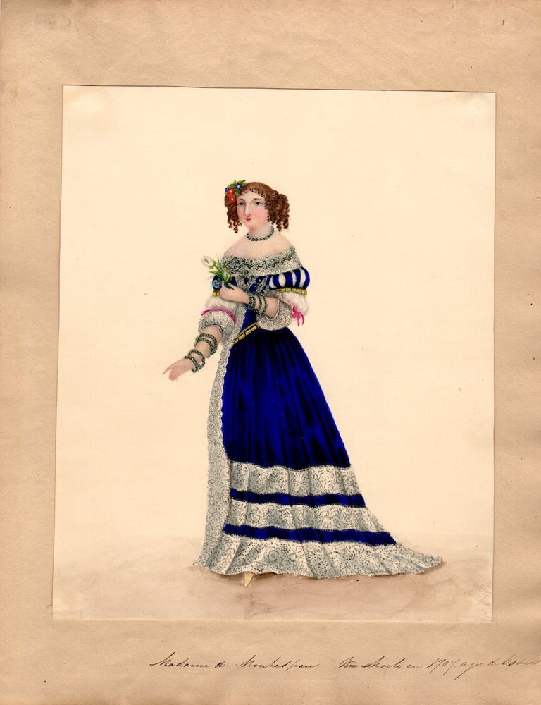 Item #2157 Original Costume Drawing [after Louis Marie-Lant&eacute;], Circa 1850: Madame de Montespan