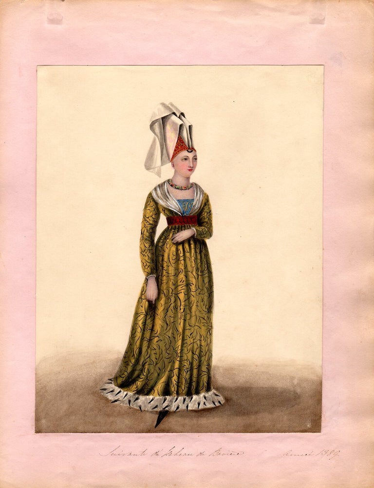 Item #2158 Original Costume Drawing [after Louis Marie-Lant&eacute;], Circa 1850: Odette de Champdivers