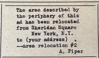 Item #2181 Original Adrian Piper Area Relocation #2 Advertisement/Artwork; plus Yayoi Kusama,...