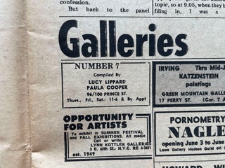 Original Adrian Piper Area Relocation #2 Advertisement/Artwork; plus Yayoi Kusama, Lucy Lippard and Dwan Gallery Ads in The Village Voice, Vol. XIV, No. 33 (1969)
