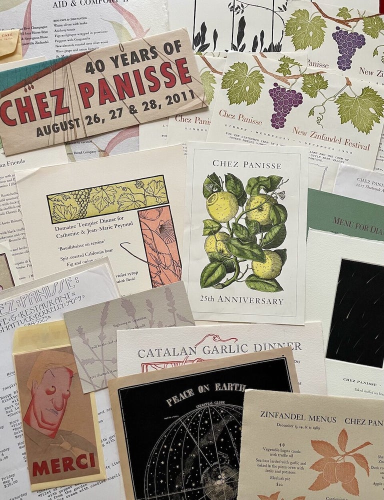 Item #2201 Alice Waters: A Collection of 31 Chez Panisse Menus and Ephemera Items (Circa 1982-2011). Alice Waters, David Lance Goines.