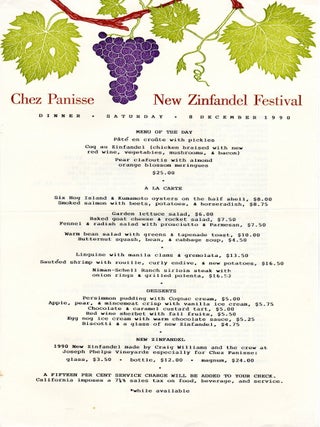 Alice Waters: A Collection of 31 Chez Panisse Menus and Ephemera Items (Circa 1982-2011)
