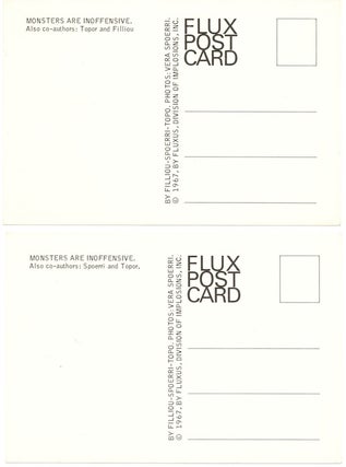 Daniel Spoerri and Robert Filliou Flux Post Cards; Monsters are Inoffensive