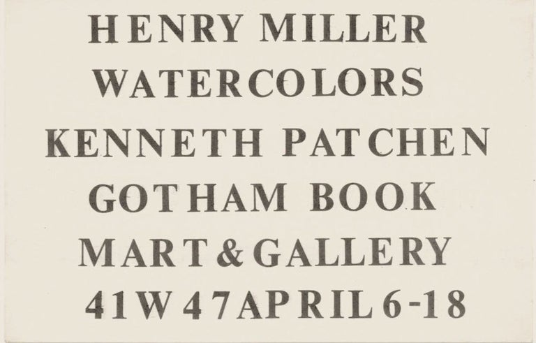 Item #469 Henry Miller and Kenneth Patchen at Gotham Book Mart. Henry Miller, Kenneth Patchen.