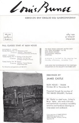 Item #564 Drawings by James Castle; Recent Paintings & Drawings by Louis Bunce. James Castle,...