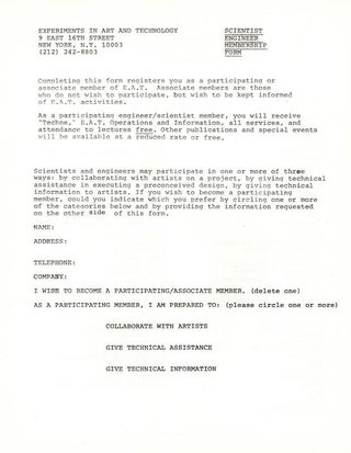 Item #62 E.A.T. Scientist / Engineer Membership Form