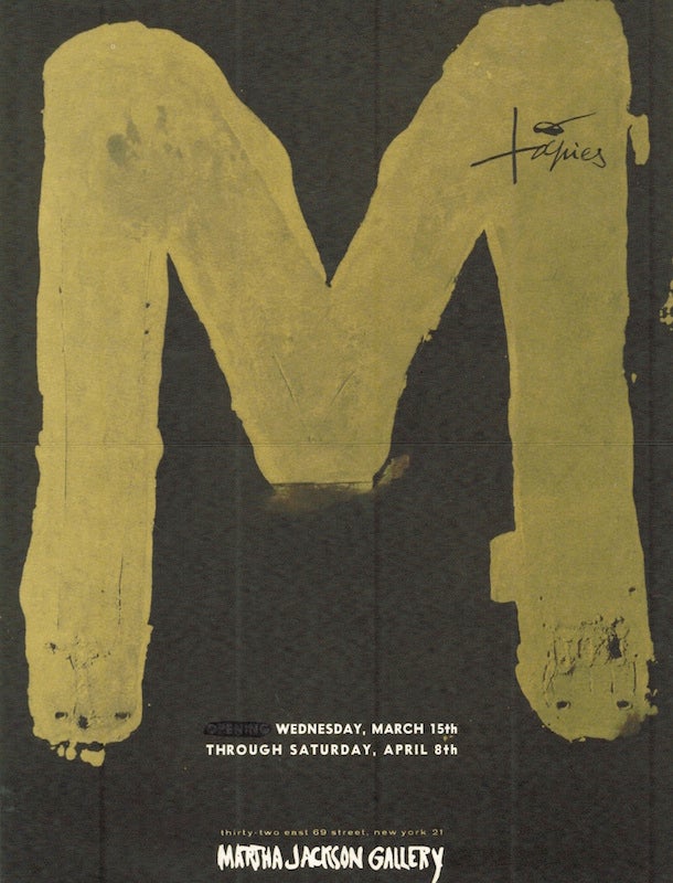 Item #626 Tàpies: Martha Jackson Gallery. Antoni Tàpies.