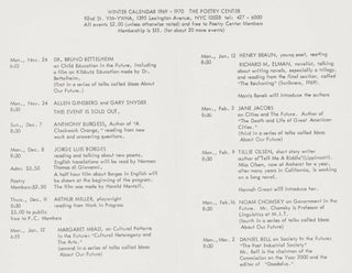 Item #649 Gotham Book Mart and The Poetry Center: Winter Calendar 1969-1970. Allen Ginsberg, Gary...