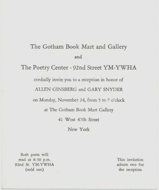 Gotham Book Mart and The Poetry Center: Winter Calendar 1969-1970