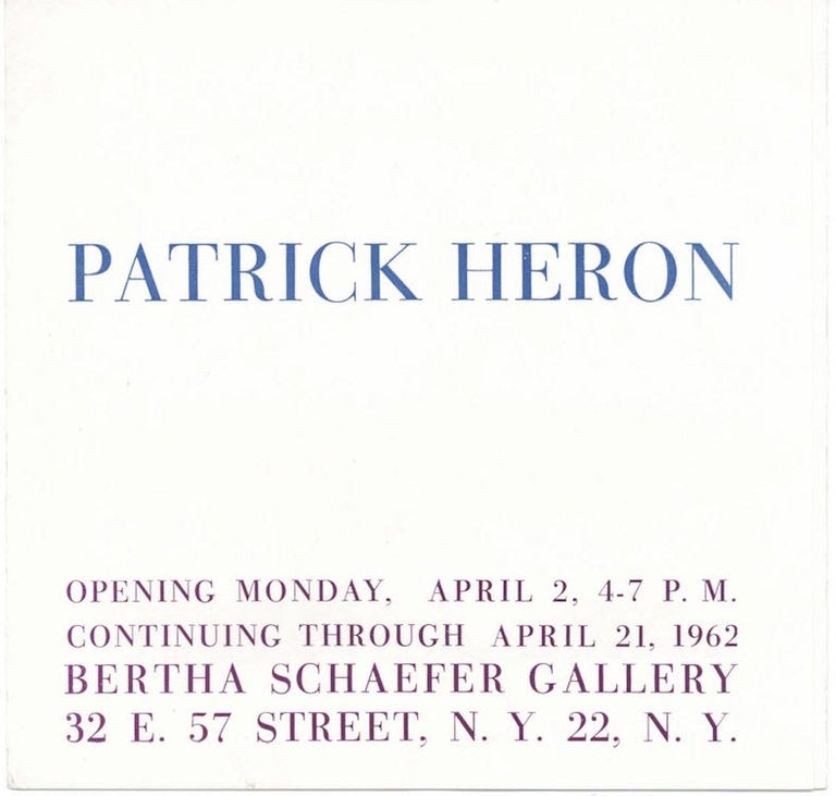 Item #681 Patrick Heron: Bertha Schaefer Gallery