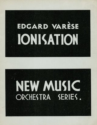 Item #801 Edgard Varèse: Ionisation. Edgard Varèse