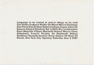 Language I-IV: Dwan Gallery. Robert Smithson, Sol LeWitt.