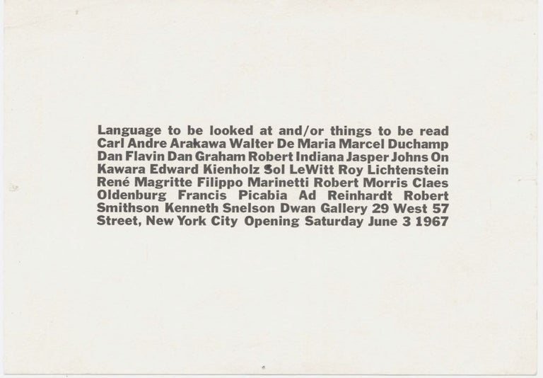 Item #922 Language I-IV: Dwan Gallery. Robert Smithson, Sol LeWitt, et. al.