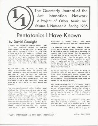 1/1: The Quarterly Journal of the Just Intonation Network [Set of 20 Issues]