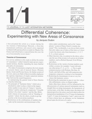 Item #925 1/1: The Journal of the Just Intonation Network; Volume 11, Number 2. David B. Doty, Ed