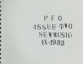 Item #927 P.F.O.: New Music, Issue No. 2. Daniel Wolf, Jonathan Segel